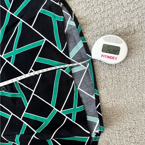 Long Sleeve Green, Black, White Print Button Up Blouse - Picture 5 of 6